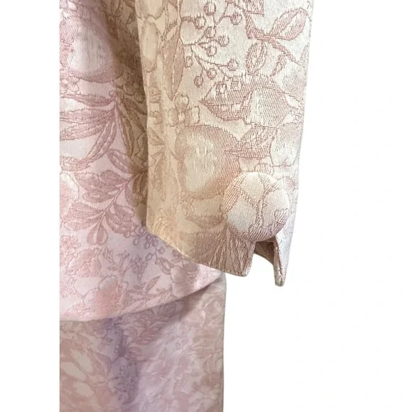 VTG Linea Domani Skirt Suit Womens 14 Pink Floral Jacquard 2pc Blazer Set Y1299 - Picture 4 of 10